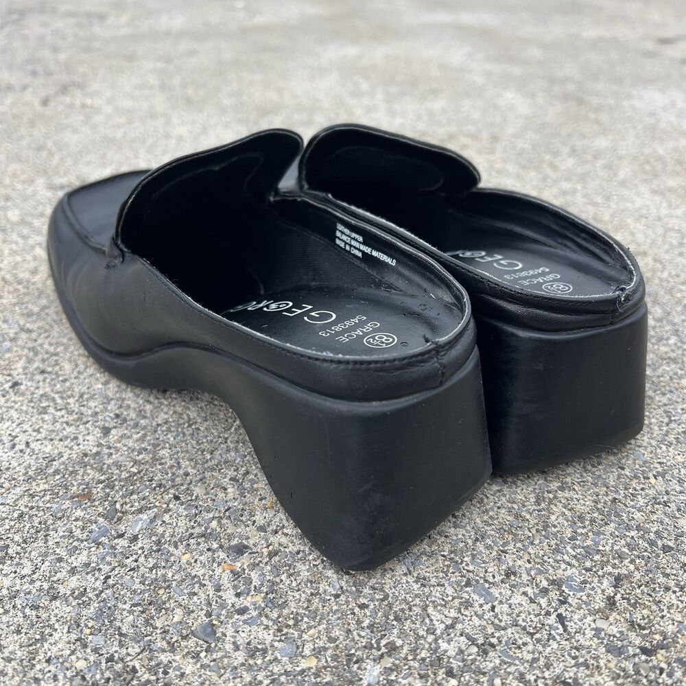 Vintage 90s Leather Slip on Mule Slides - Picture 7 of 10